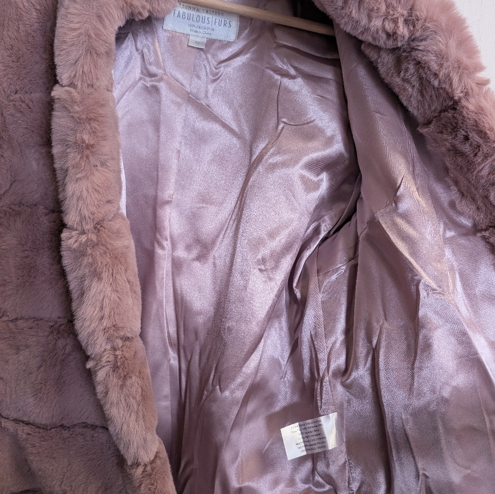 Donna Salyers Fabulous Furs Posh Quilted Pink Faux Fur Jacket Coat - Picture 7 of 10